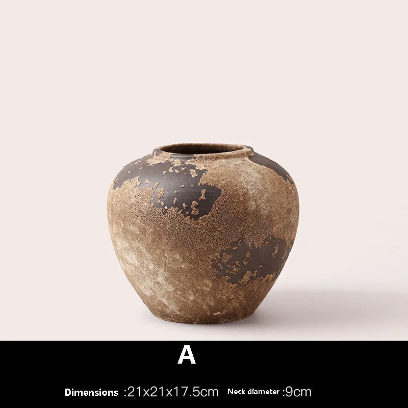 Handcrafted dark Wabi-Sabi Vase – Vintage Rustic Zen-Inspired Decor