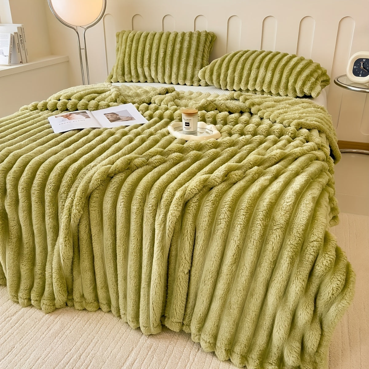 Thick ribbed blanket, extra large 180 x 200cm, various colours