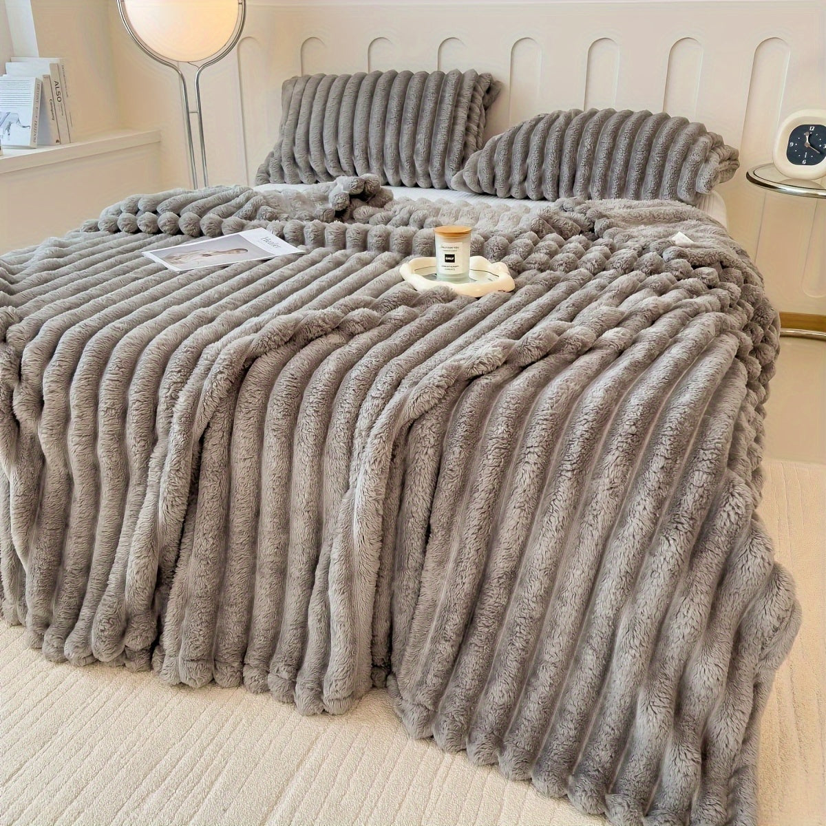 Thick ribbed blanket, extra large 180 x 200cm, various colours