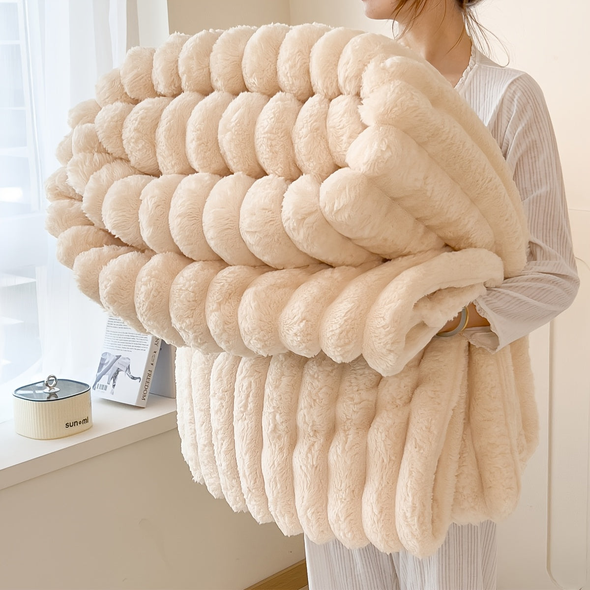 Thick ribbed blanket, extra large 180 x 200cm, various colours