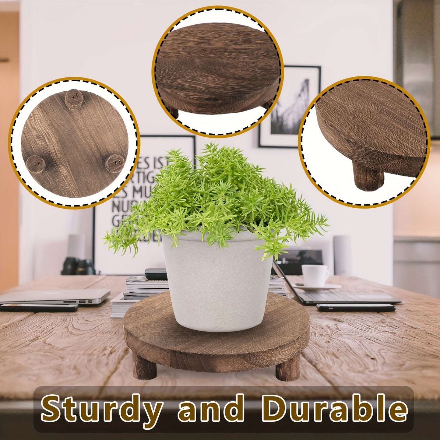 3 pieces, Rustic Wooden Display Stands - Dark wood only available currently