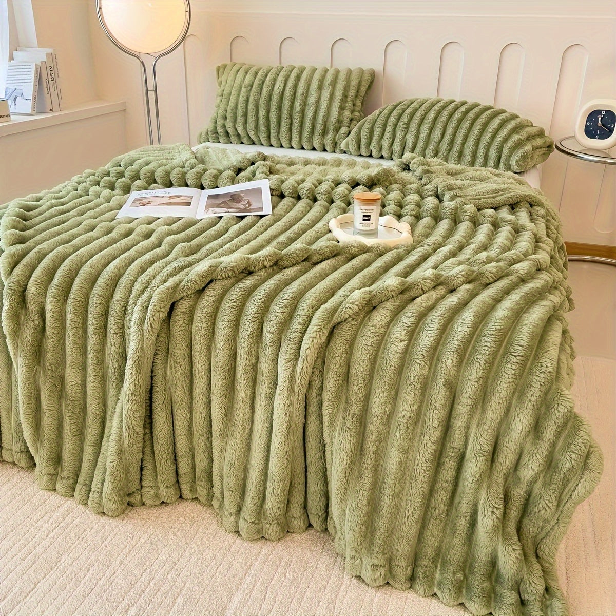 Thick ribbed blanket, extra large 180 x 200cm, various colours