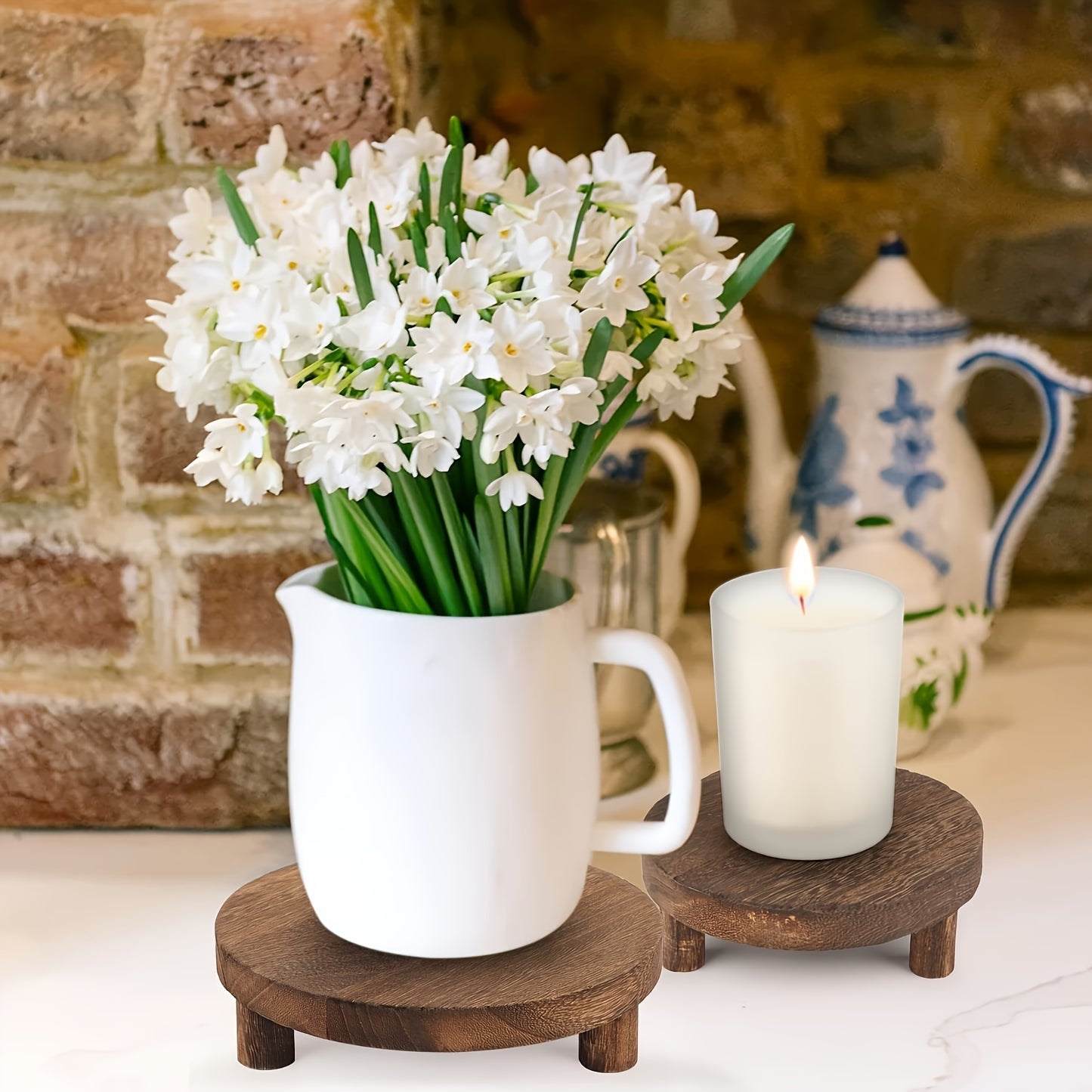 3 pieces, Rustic Wooden Display Stands - Dark wood only available currently