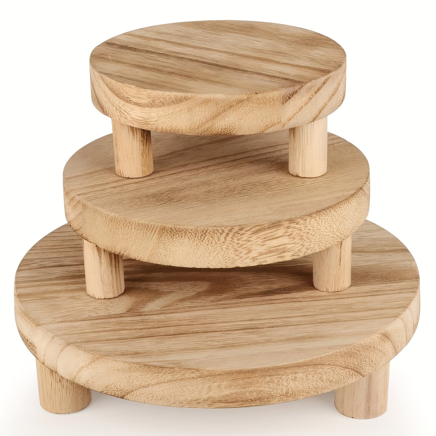 3 pieces, Rustic Wooden Display Stands - Dark wood only available currently