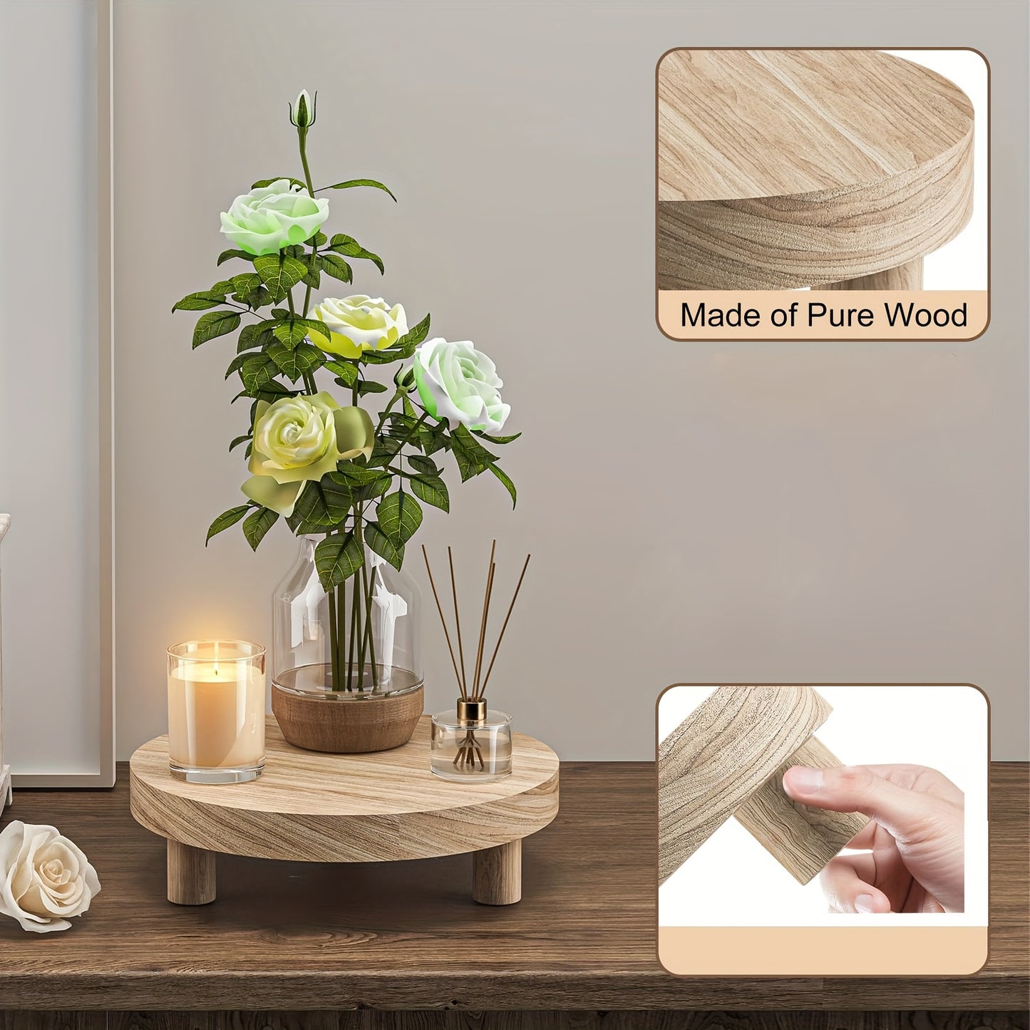 3 pieces, Rustic Wooden Display Stands - Dark wood only available currently