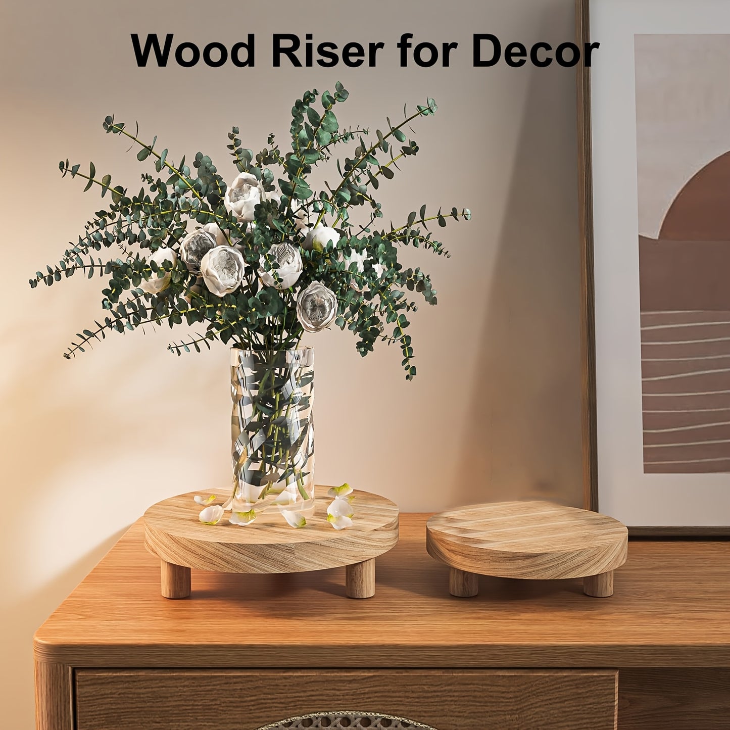 3 pieces, Rustic Wooden Display Stands - Dark wood only available currently