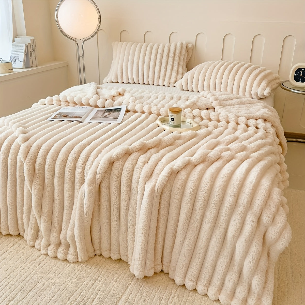 Thick ribbed blanket, extra large 180 x 200cm, various colours