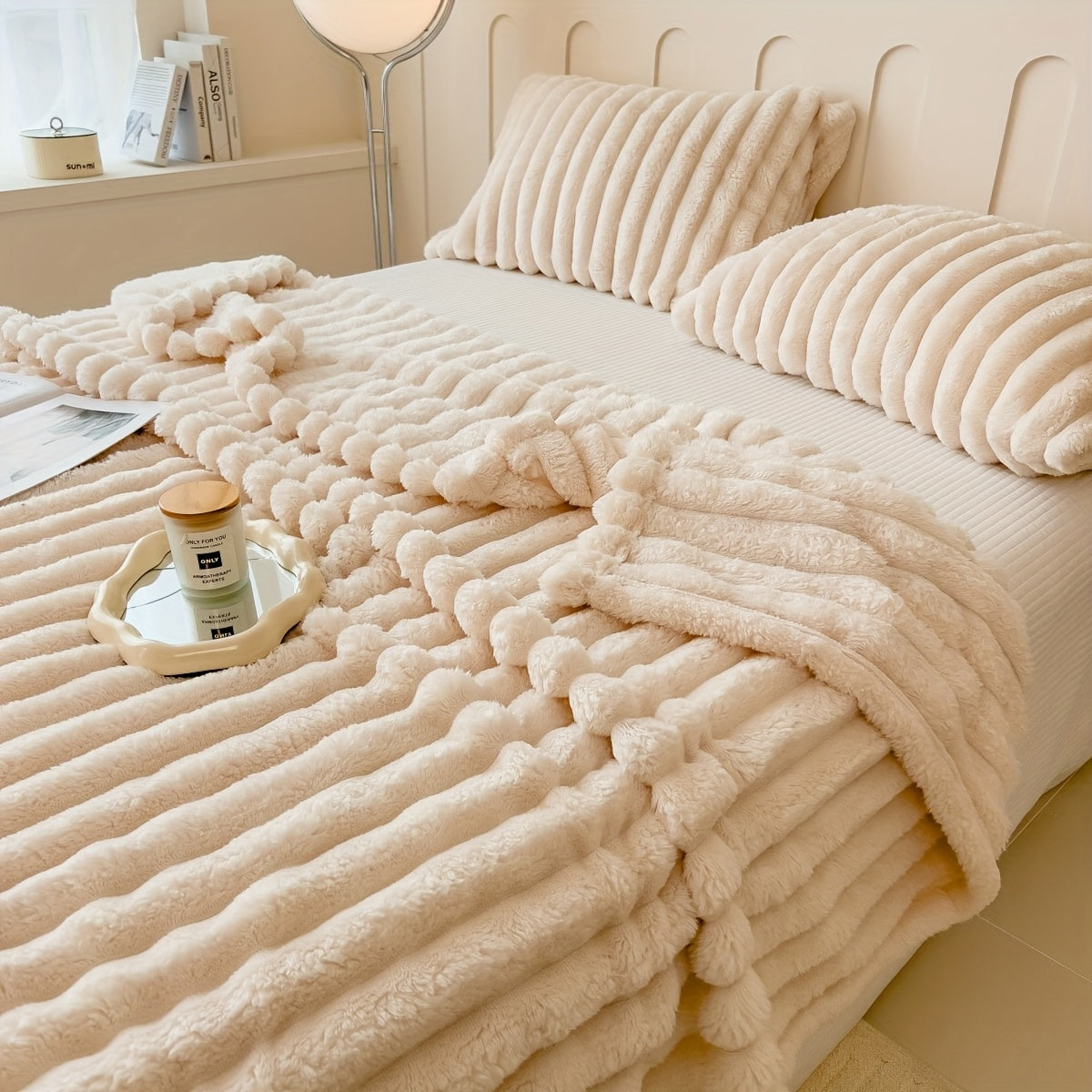 Thick ribbed blanket, extra large 180 x 200cm, various colours