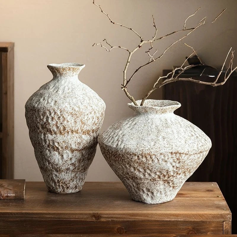 Handcrafted Wabi-Sabi Vase – Vintage Rustic Zen-Inspired Decor