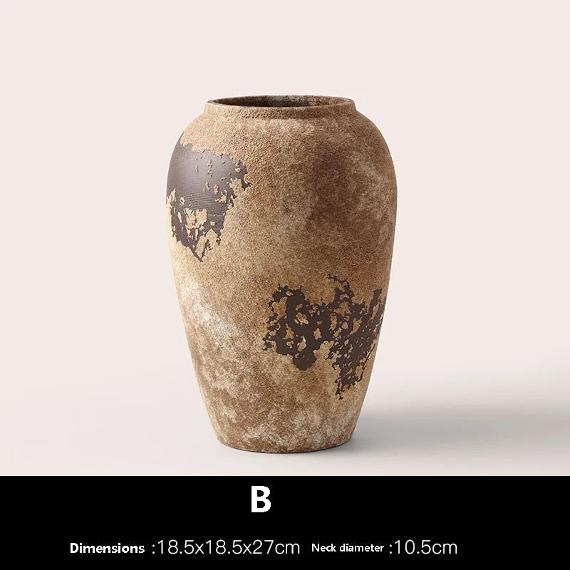Handcrafted dark Wabi-Sabi Vase – Vintage Rustic Zen-Inspired Decor