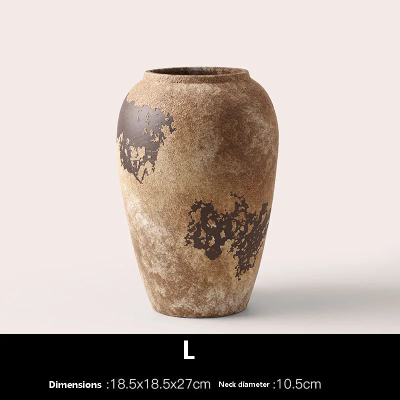 Handcrafted dark Wabi-Sabi Vase – Vintage Rustic Zen-Inspired Decor