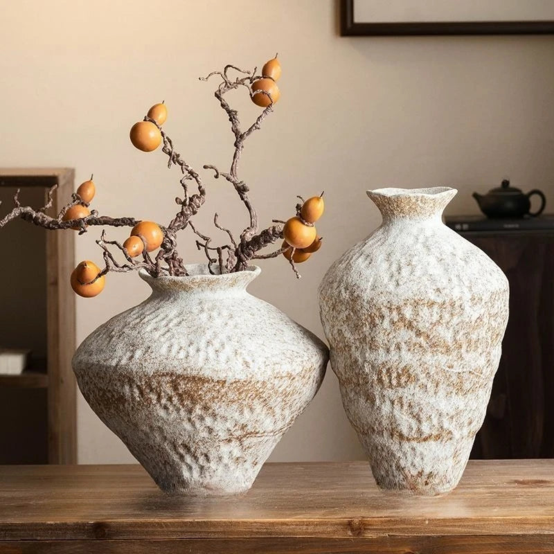Handcrafted Wabi-Sabi Vase – Vintage Rustic Zen-Inspired Decor