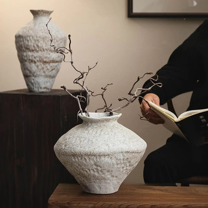 Handcrafted Wabi-Sabi Vase – Vintage Rustic Zen-Inspired Decor