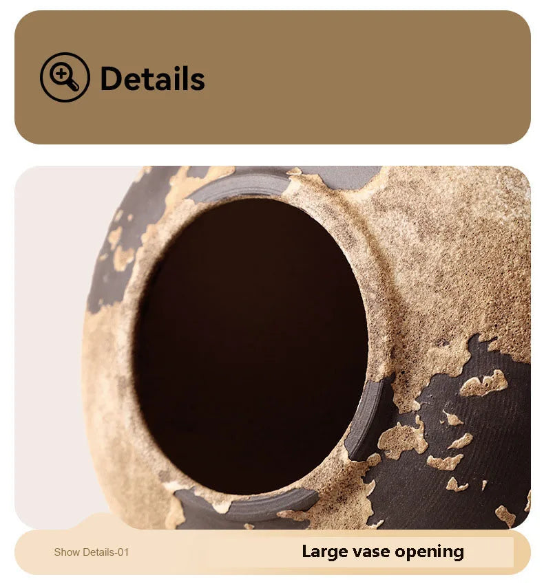 Handcrafted dark Wabi-Sabi Vase – Vintage Rustic Zen-Inspired Decor