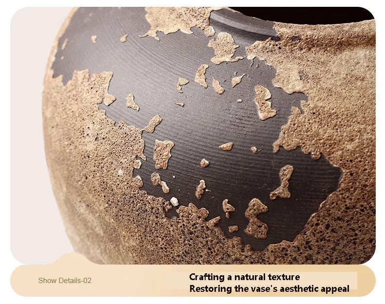 Handcrafted dark Wabi-Sabi Vase – Vintage Rustic Zen-Inspired Decor