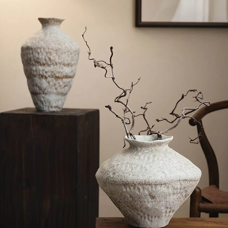 Handcrafted Wabi-Sabi Vase – Vintage Rustic Zen-Inspired Decor
