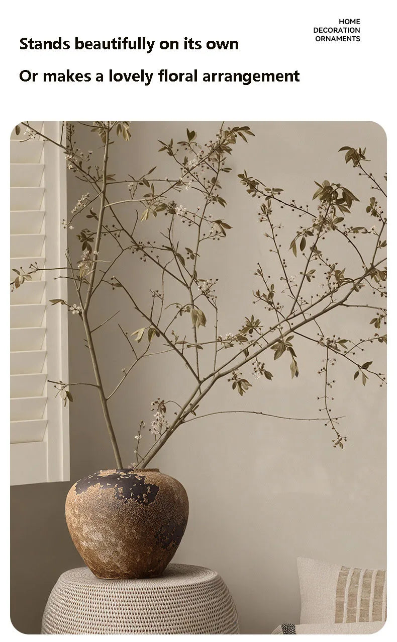 Handcrafted dark Wabi-Sabi Vase – Vintage Rustic Zen-Inspired Decor