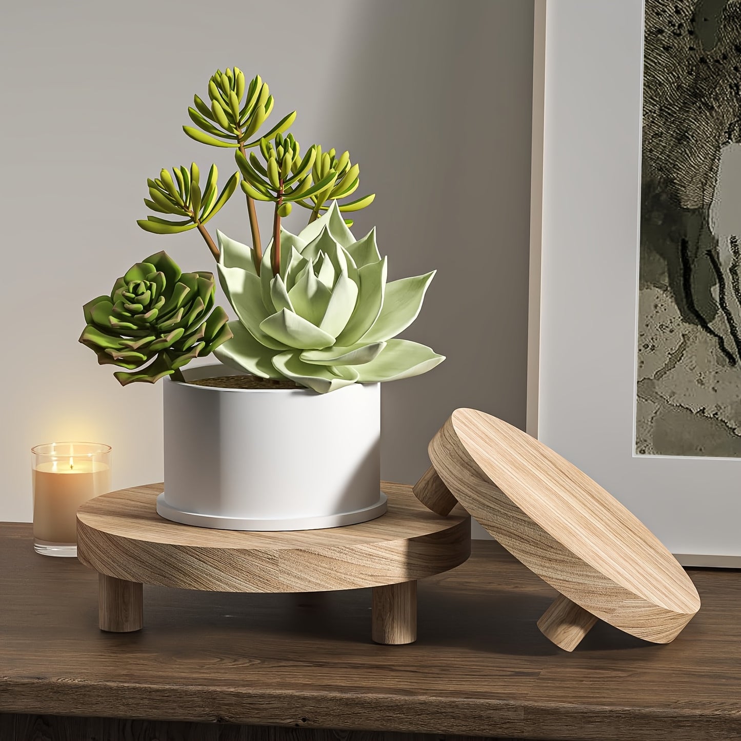 3 pieces, Rustic Wooden Display Stands - Dark wood only available currently