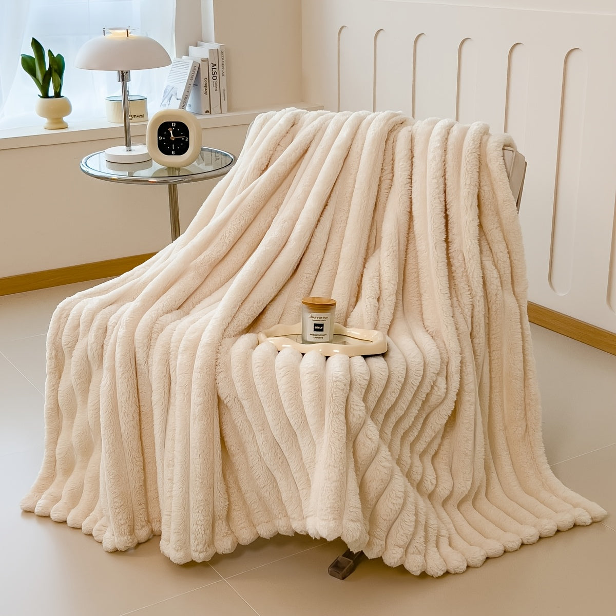 Thick ribbed blanket, extra large 180 x 200cm, various colours