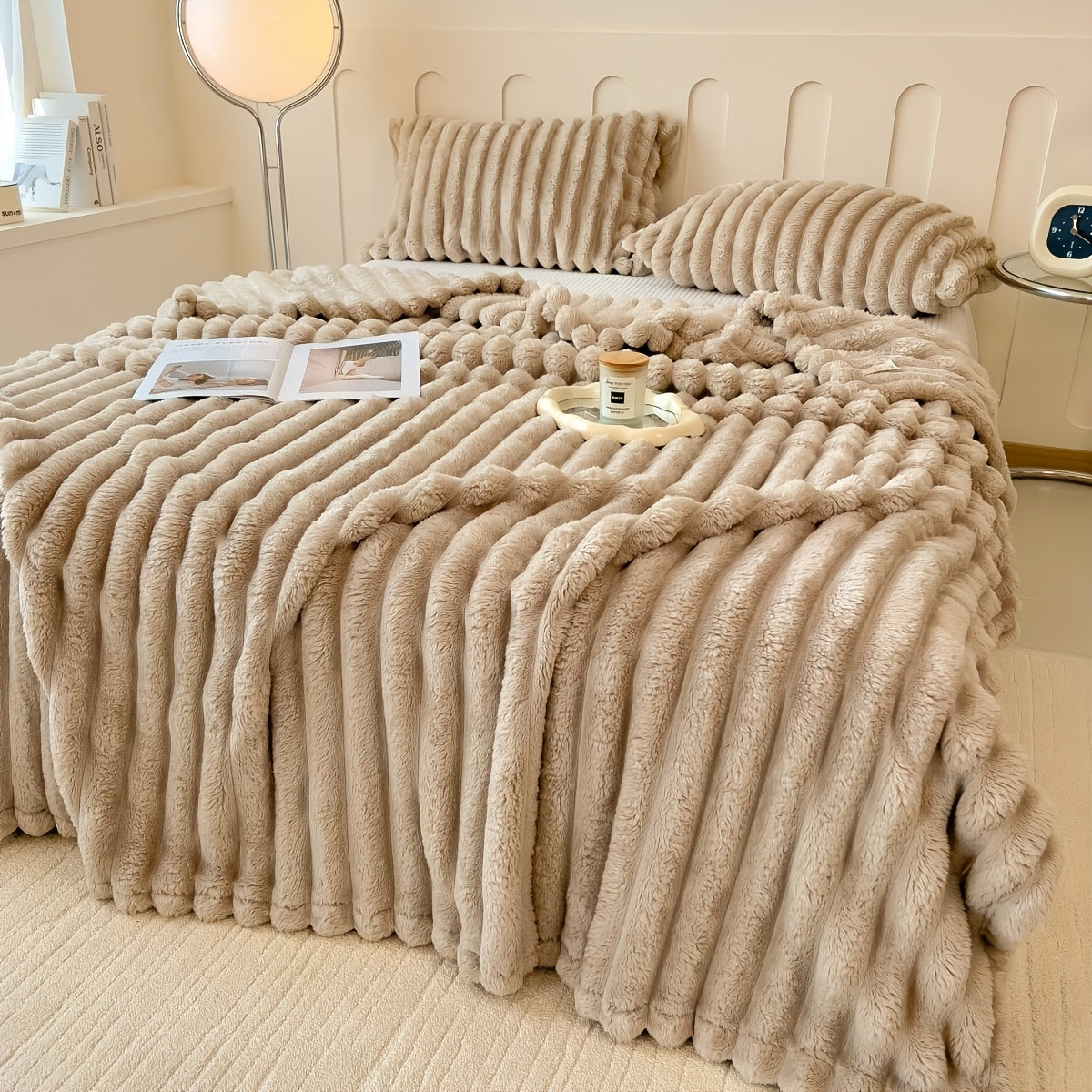 Thick ribbed blanket, extra large 180 x 200cm, various colours