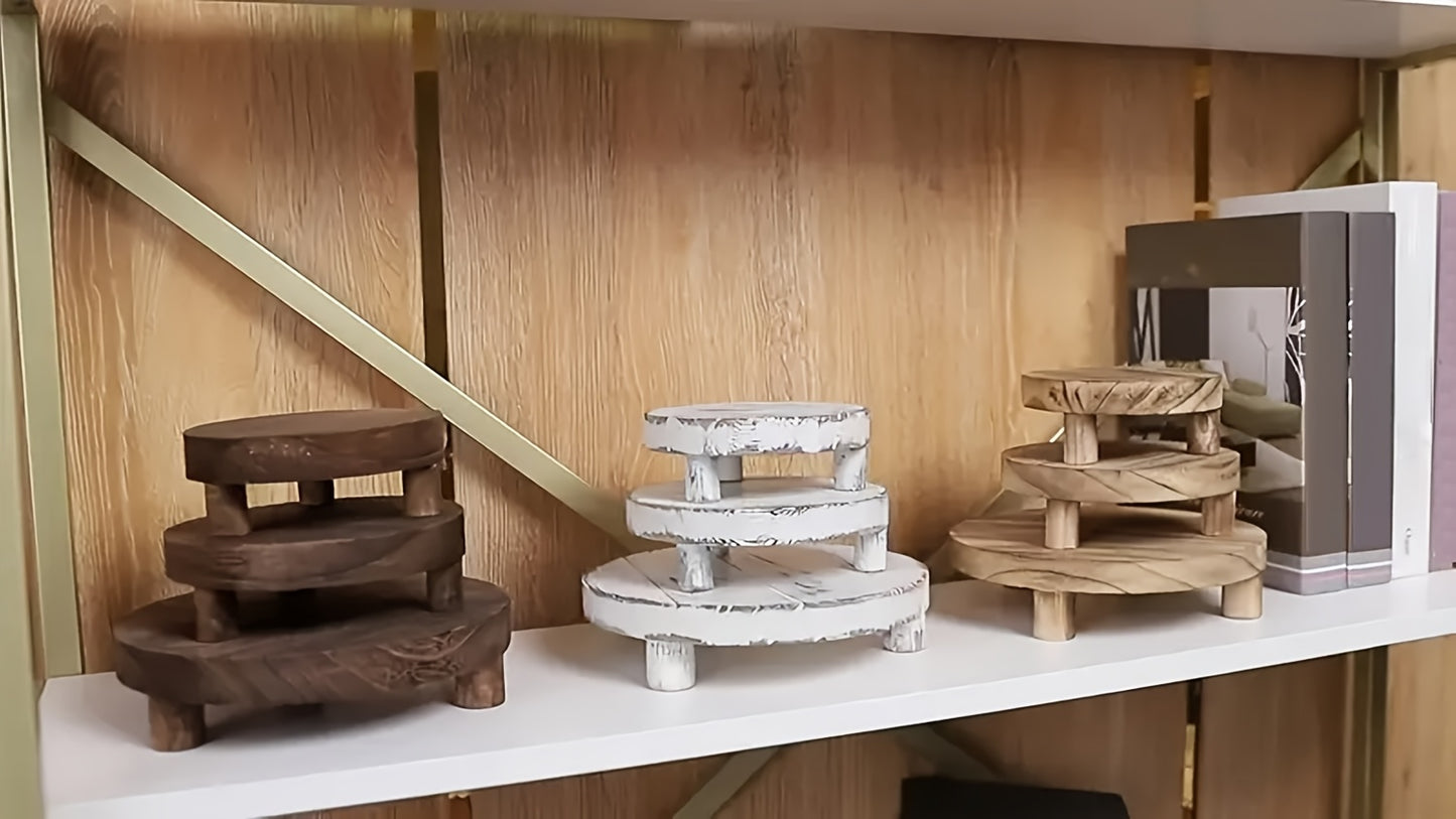 3 pieces, Rustic Wooden Display Stands - Dark wood only available currently
